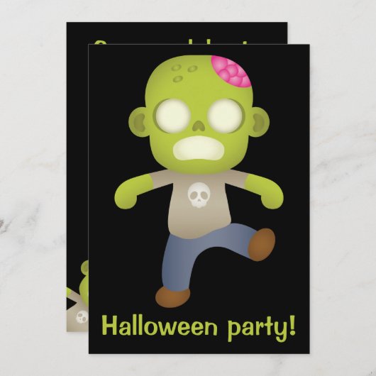 Cute Cartoon Zombie Kaart (Voorkant / Achterkant)