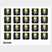 Cute Cartoon Zombie Vierkante Sticker (Vel)