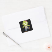 Cute Cartoon Zombie Vierkante Sticker (Envelop)
