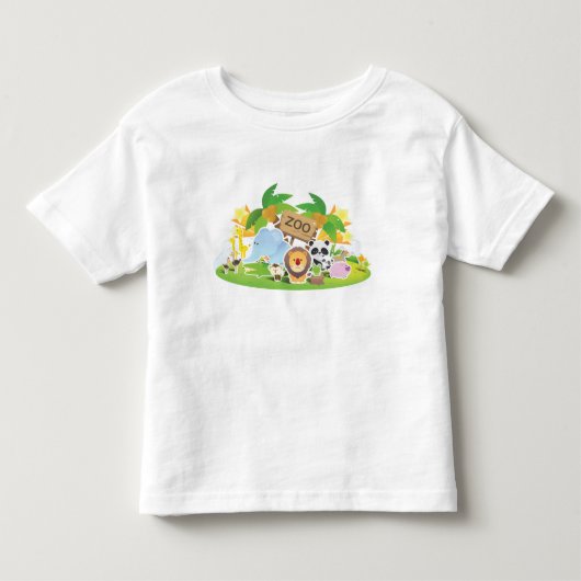 Cute Cartoon Zoo Animals Kinder Shirts (Voorkant)