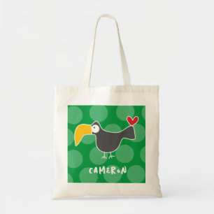 Cute Cartoon Zwarte Toekan Vogel Liefde Fun Stippe Tote Bag