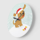 Cute Cartoone-kerstpuppy Grote Klok (Hoek)