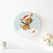 Cute Cartoone-kerstpuppy Grote Klok (Huis)