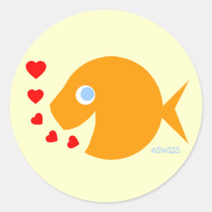 Cute CartoonFish Love Stickers for Valentijnsdag