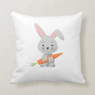 Cute Cartoony Fluffy Bunny Carrot Kussen