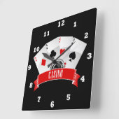 Cute Casino gambling cards decor clock Vierkante Klok (Hoek)