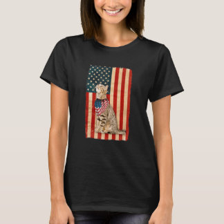Cute Cat 4 juli Patriottic American Flag Vint T-shirt