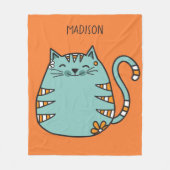 Cute Cat aangepaste naam & kleurendekens Fleece Deken (Voorkant)