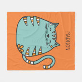 Cute Cat aangepaste naam & kleurendekens Fleece Deken (Voorkant (Horizontaal))