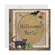 Cute Cat and Bat  Halloween Party