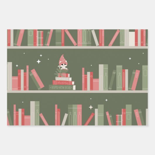 Cute Cat and Book Kerstmis Inpakpapier Vel (Voorkant 3)