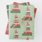 Cute Cat and Book Kerstmis Inpakpapier Vel (In situ)