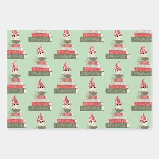 Cute Cat and Book Kerstmis Inpakpapier Vel (Voorkant)