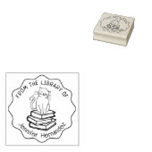 Cute Cat and Books uit de bibliotheek van Rubberstempel (Gestempeld)