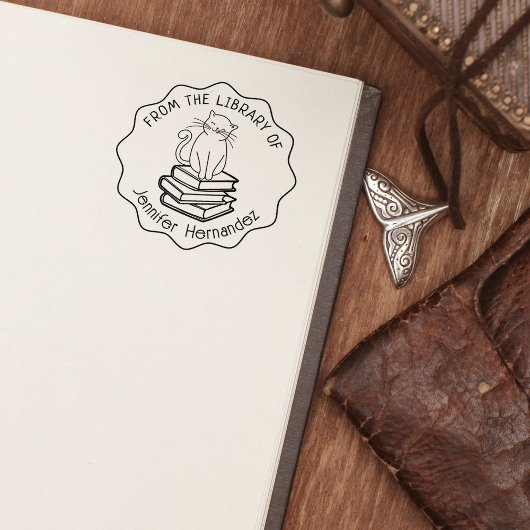 Cute Cat and Books uit de bibliotheek van Rubberstempel