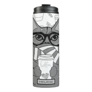 Cute Cat and Coffee Lover Personalized Thermosbeker
