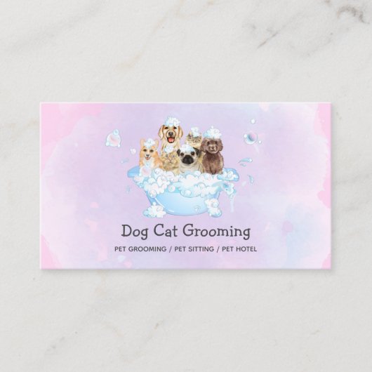 Cute Cat and Dog grooming Pet boutique Visitekaartje (Voorkant)