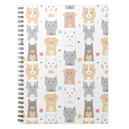 Cute Cat and Dog Pattern Notitieboek (Voorkant)