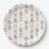 Cute Cat and Dog Pattern Papieren Bordje (Voorkant)