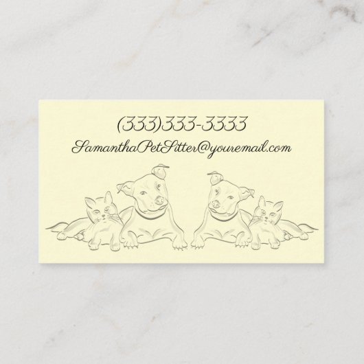 Cute Cat and Dog Print Pet Sitter Visitekaartje (Achterkant)