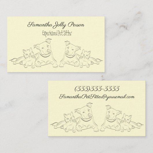 Cute Cat and Dog Print Pet Sitter Visitekaartje (Voorkant / Achterkant)