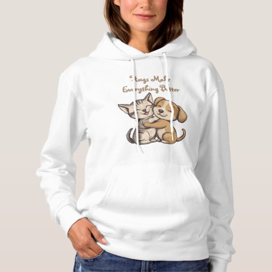 Cute cat and dog puppie best friends hoodie (Voorkant)