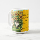 Cute Cat and Dog Sunflower Field Mug Koffiemok (Voorkant links)