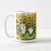 Cute Cat and Dog Sunflower Field Mug Koffiemok (Links)