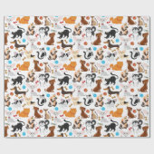 Cute Cat and Dog Wrapping Paper Cadeaupapier (Vlak)