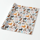 Cute Cat and Dog Wrapping Paper Cadeaupapier (Uitgerold)