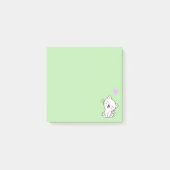 Cute Cat and Heart on Light Green Post-it® Notes (Voorkant)