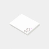 Cute Cat and Heart on White Post-it® Notes (Schuin)
