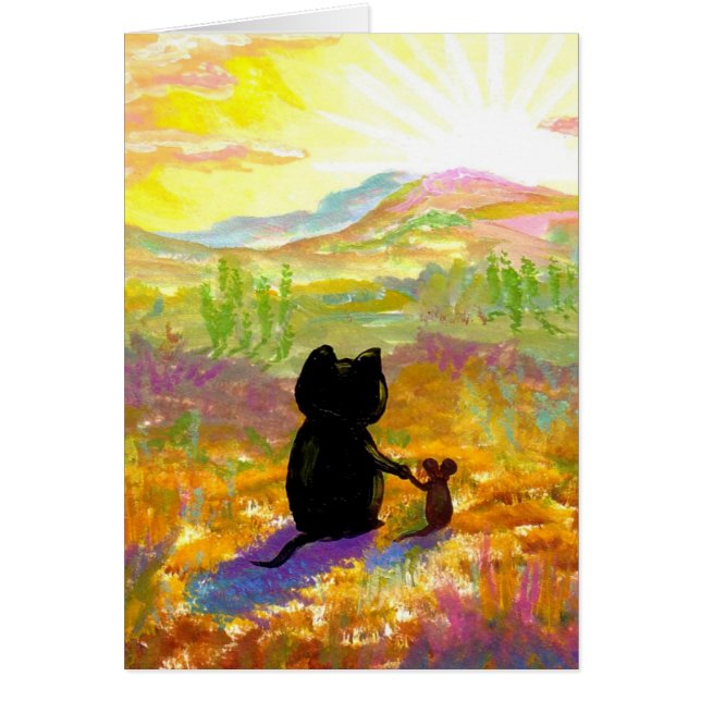Cute Cat and Mouse Desert Painting Creationarts (Voorkant)