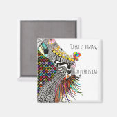 Cute Cat and Mouse Illustration Magnet (Voorkant / Achterkant)