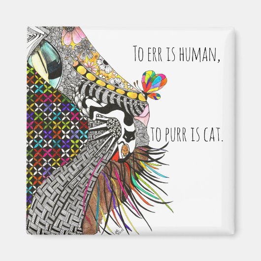 Cute Cat and Mouse Illustration Magnet (Voorkant)