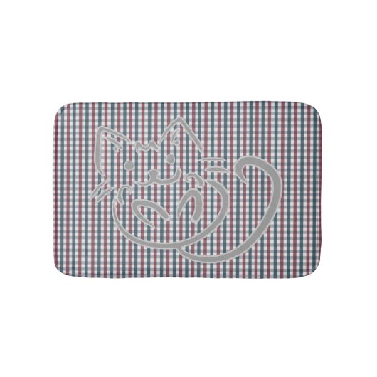 Cute Cat and Plaid Pattern Badmat (Voorkant)