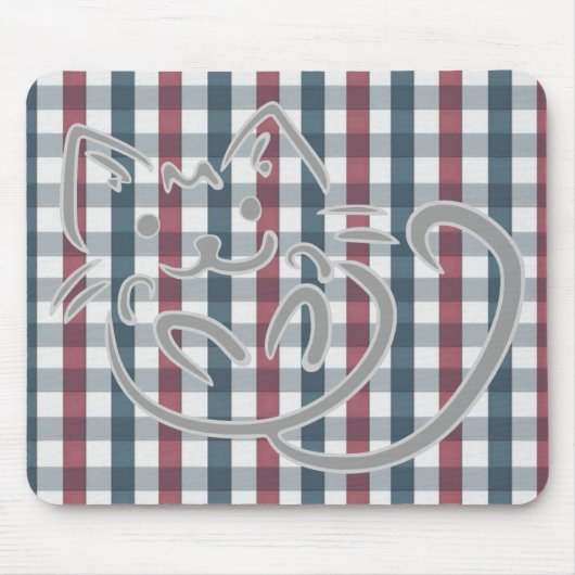Cute Cat and Plaid Pattern Muismat (Voorkant)