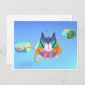 Cute cat and tin can telephone made from soup cans briefkaart (Voorkant / Achterkant)