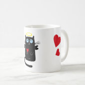 Cute Cat Angel met Heart Persoonlijke naam Koffiemok (Voorkant rechts)