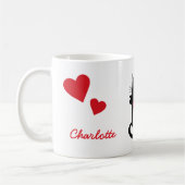 Cute Cat Angel met Heart Persoonlijke naam Koffiemok (Links)