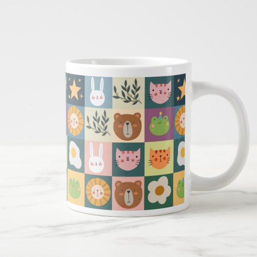 Cute Cat Animals Patch Grote Koffiekop (Rechts)