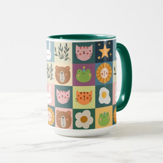 Cute Cat Animals Patch Mok (Voorkant rechts)