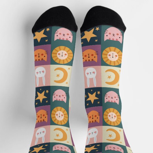 Cute Cat Animals Patch Sokken (Top)