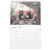 Cute Cat Art | Cats Chillin with Coffee 2026 Wall Kalender (Feb 2026)