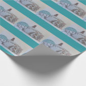 Cute Cat Art Tekening Aqua Blue Cats Wrapping Pape Cadeaupapier (Hoek)