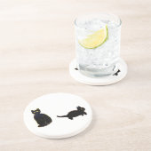 Cute Cat Art Two Black Cats Zandsteen Onderzetter (Zijkant)