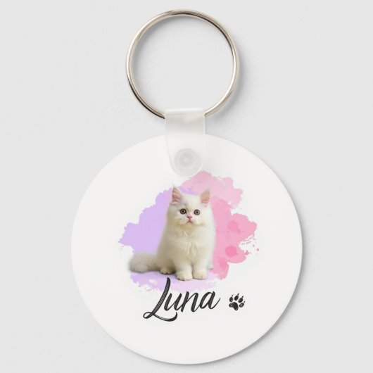 Cute Cat Artwork Kaychain – Luna Sleutelhanger (Voorkant)