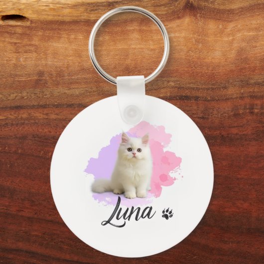 Cute Cat Artwork Kaychain – Luna Sleutelhanger (Achterkant)