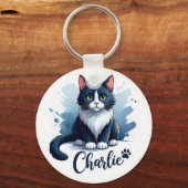 Cute Cat Artwork Keychain – Gift for Animal Lovers (Voorkant)