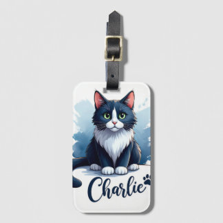 Cute Cat Artwork Luggage Tag – Gift for Pet Lovers Bagagelabel